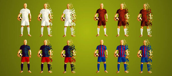 Champion's league group G, Soccer players colorful uniforms, 4 teams, vector illustration, set 2/8, Real, Roma, CSKA, Viktoria