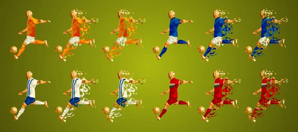 Liga Mistrzów Grupa Soccer Gracze Kolorowe Uniformy Zespoły Ilustracji Wektorowych — Wektor stockowy