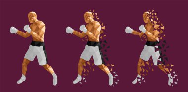 Boksörler birbirlerine karşı mücadele soyut, illüstrasyon düşük poli vektör