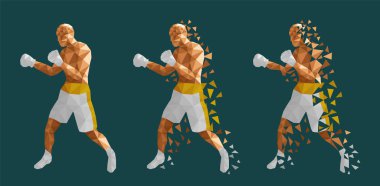 Boksörler birbirlerine karşı mücadele soyut, illüstrasyon düşük poli vektör