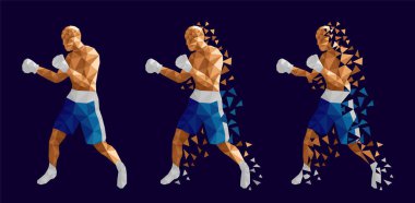 Boksörler birbirlerine karşı mücadele soyut, illüstrasyon düşük poli vektör