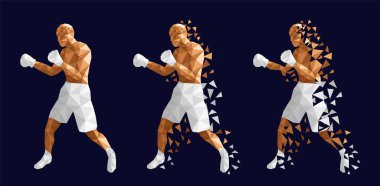 Boksörler birbirlerine karşı mücadele soyut, illüstrasyon düşük poli vektör