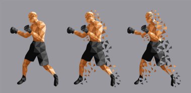 Boksörler birbirlerine karşı mücadele soyut, illüstrasyon düşük poli vektör