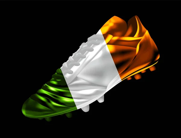 Футбольный Ботинок Напечатанным Нем Флагом Ирландии Изолированный Темном Фоне Векторная — стоковый вектор