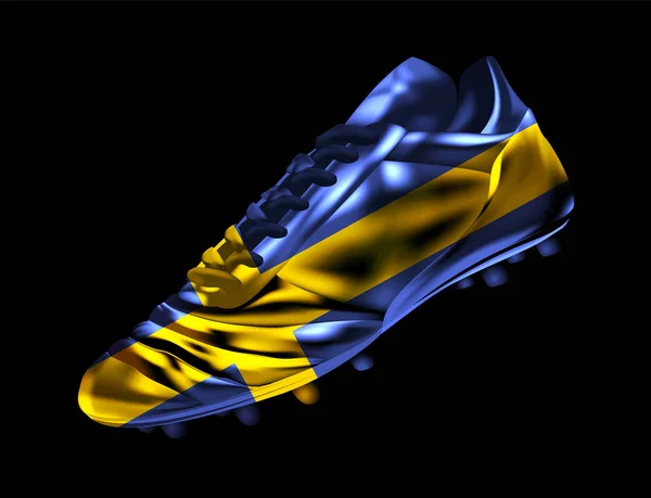 Voetbal Voetbal Boot Met Vlag Van Zweden Afgedrukt Het Geïsoleerd — Stockvector