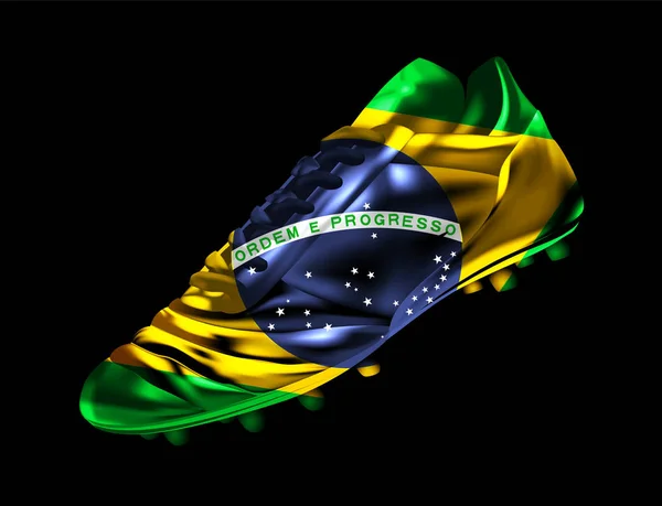 Bota Futebol Futebol Com Bandeira Brasil Impressa Nela Isolada Fundo — Vetor de Stock