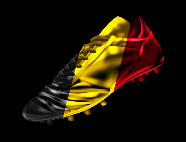 Sepakbola Boot Dengan Bendera Belgia Dicetak Atasnya Terisolasi Latar Belakang - Stok Vektor