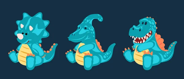 Grünes Spielzeug Baby Dinosaurier Set Vektor Illustration — Stockvektor