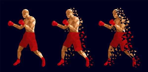 抽象拳击手互相争斗 矢量例证低聚 — 图库矢量图片