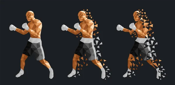 Абстрактные Боксеры Борющиеся Друг Другом Векторная Иллюстрация Низкая Поли — стоковый вектор