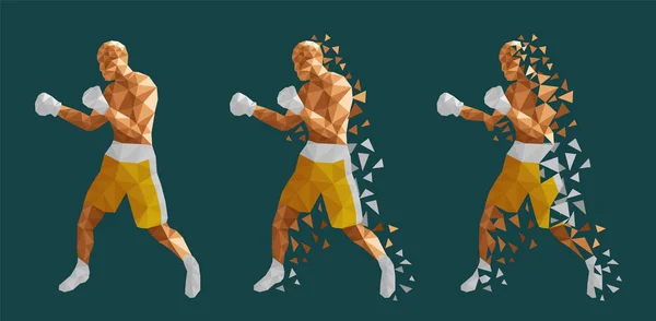 Boxeadores Abstractos Que Luchan Entre Ilustración Vectorial Poli Baja — Vector de stock