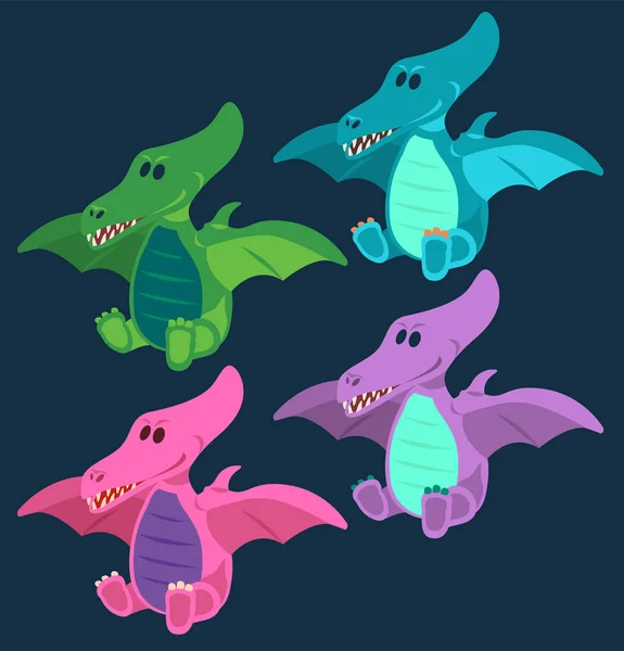 Green Toy Baby Dinosaur Set Vector Illustration Vector Graphics