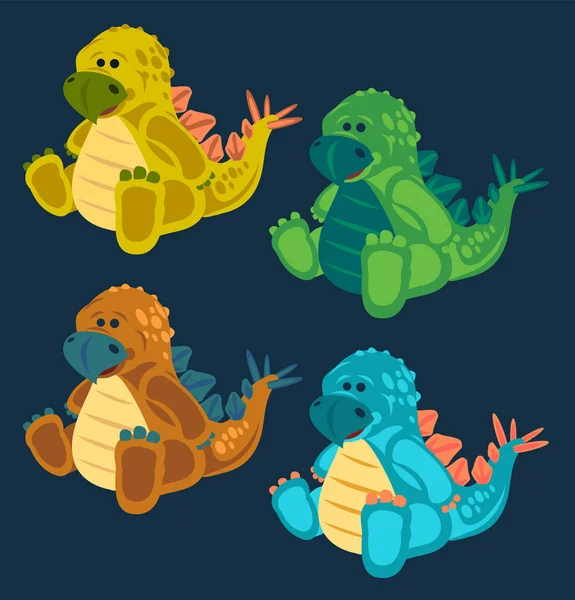 Green Toy Baby Dinosaur Set Vector Illustration Stock Vector