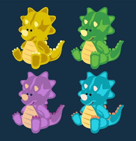 Green Toy Baby Dinosaur Set Vector Illustration Stock Illustration