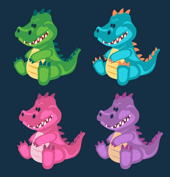 Green Toy Baby Dinosaur Set Vector Illustration Royalty Free Stock Illustrations