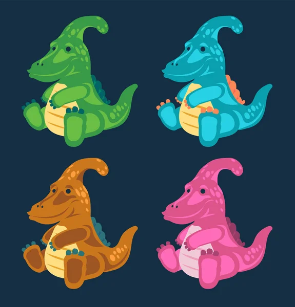 Green Toy Baby Dinosaur Set Vector Illustration Vector Graphics