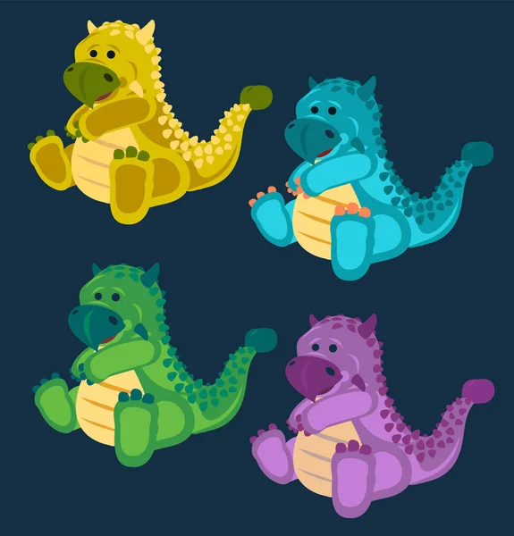 Green Toy Baby Dinosaur Set Vector Illustration Royalty Free Stock Illustrations