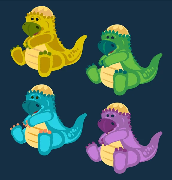 Green Toy Baby Dinosaur Set Vector Illustration Royalty Free Stock Vectors
