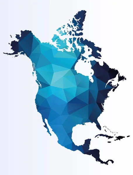 Wielokątne Mapa Ameryki Północnej — Wektor stockowy