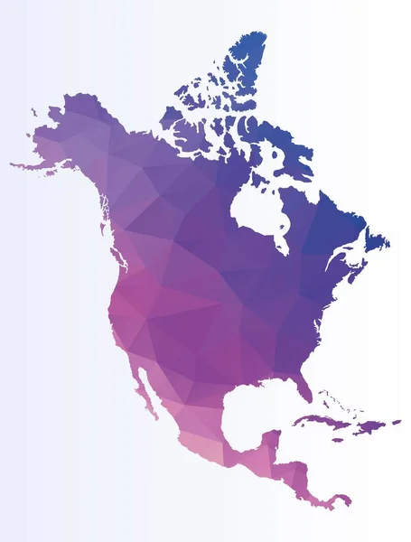 Mapa Poligonal América Norte — Vetor de Stock