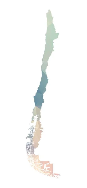 Mapa Poligonal Chile — Vetor de Stock