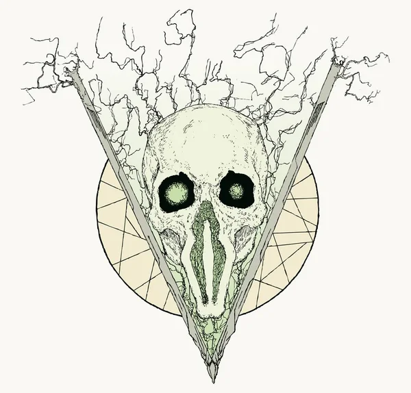 Crâne Surréaliste Avec Triangle — Image vectorielle