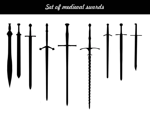 Set Sagome Spada Medievol — Vettoriale Stock