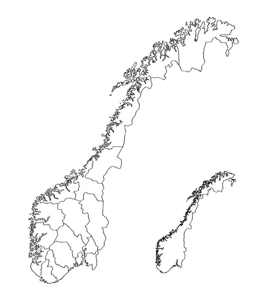 Übersichtskarte Von Norwegen — Stockvektor