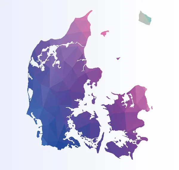 Полигональная Карта Дании — стоковый вектор