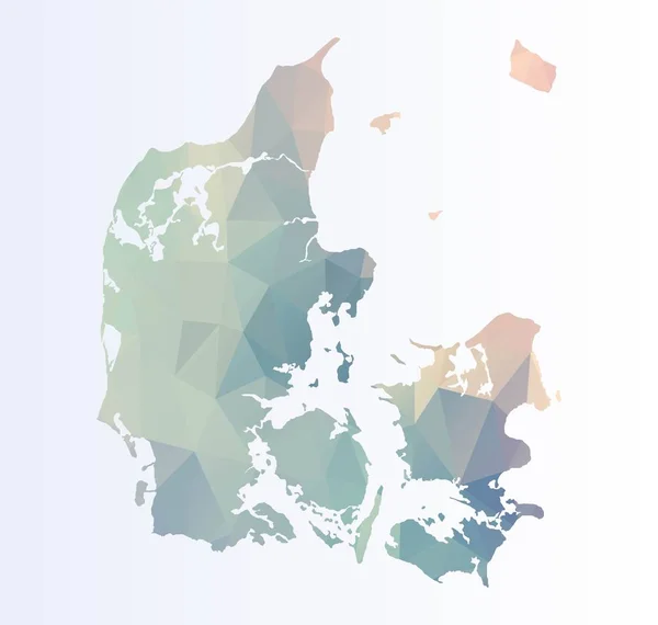 Полигональная Карта Дании — стоковый вектор
