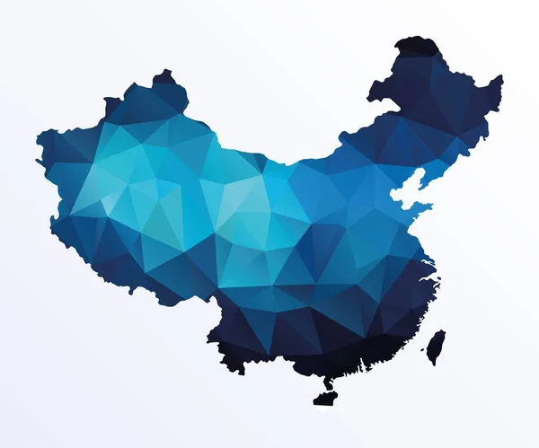 Polygonale Karte Von China — Stockvektor