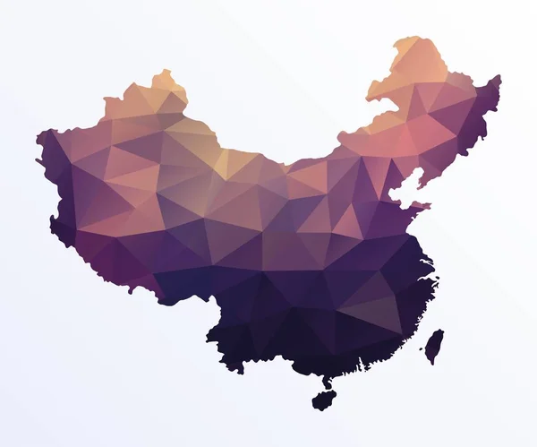 Polygonale Karte Von China — Stockvektor