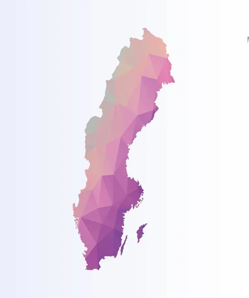 Mapa Poligonal Suécia — Vetor de Stock