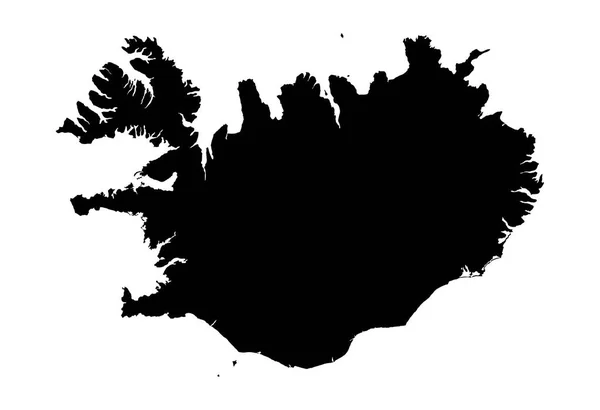 Mapa Preto Islandia — Vetor de Stock