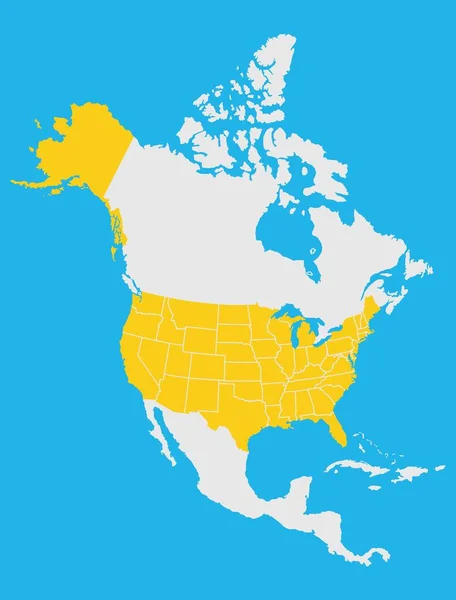 Mapa América Norte —  Vetores de Stock