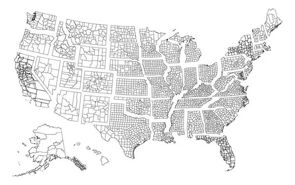 Carte Des États Unis Avec Différents États — Image vectorielle
