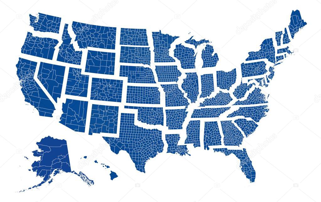 Map of USA with different states