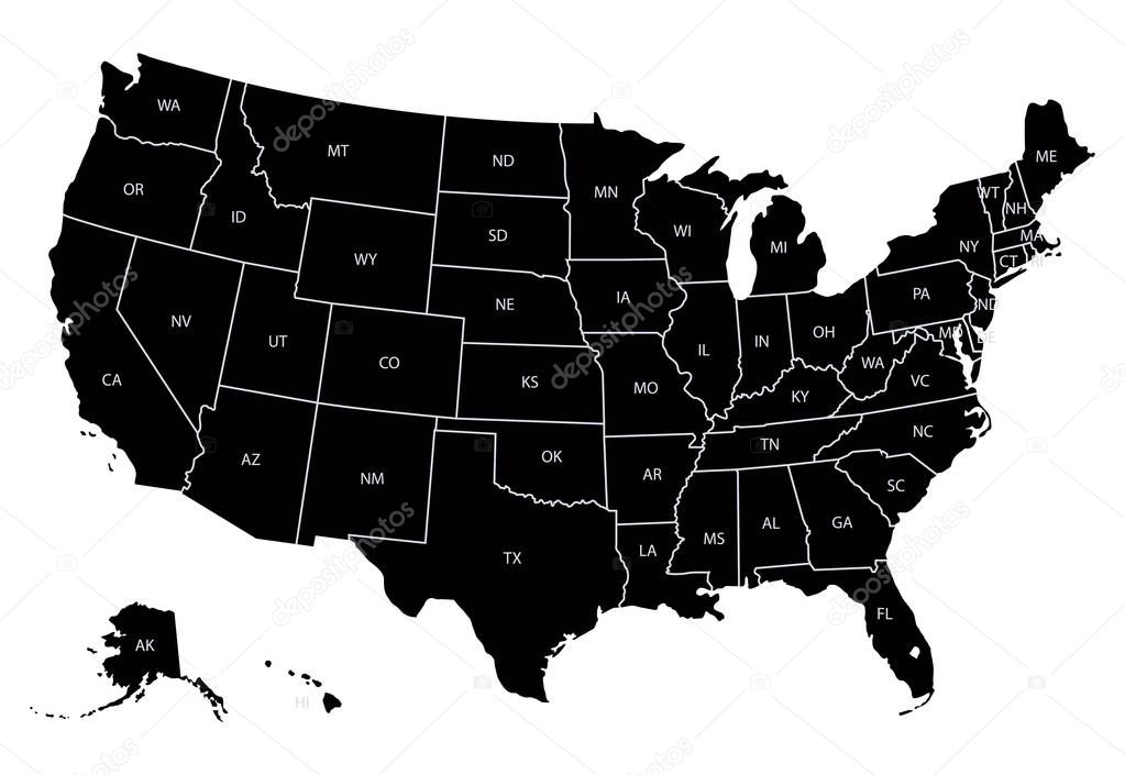 Ouutline map of Usa