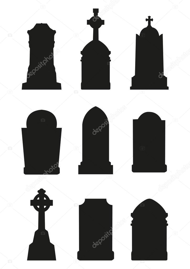 Set of black gravestone 