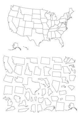 Detailed map of Usa clipart