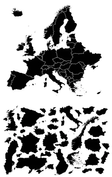 Detaljerad Karta Över Europa — Stockový vektor
