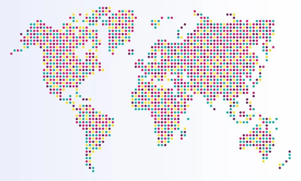 Mapa Mundo Pontos Coloridos —  Vetores de Stock