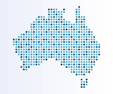 Renkli noktalar dan Avustralya harita