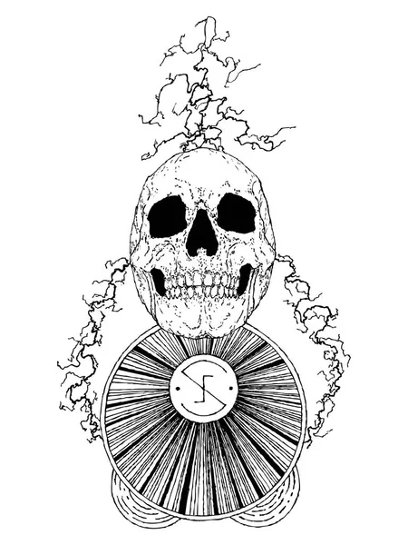 Crâne Avec Fond Inspiré Chaos — Image vectorielle