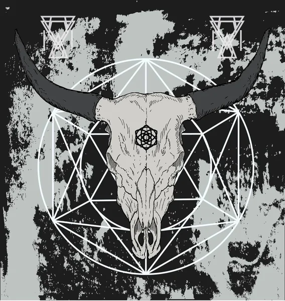 Crâne Taureau Avec Pentagramme — Image vectorielle