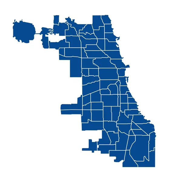 Azul Mapa Chicago —  Vetores de Stock