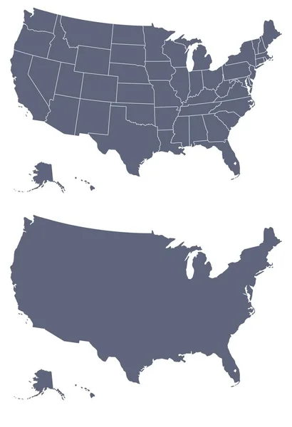 Šedá Mapa Usa — Stockový vektor