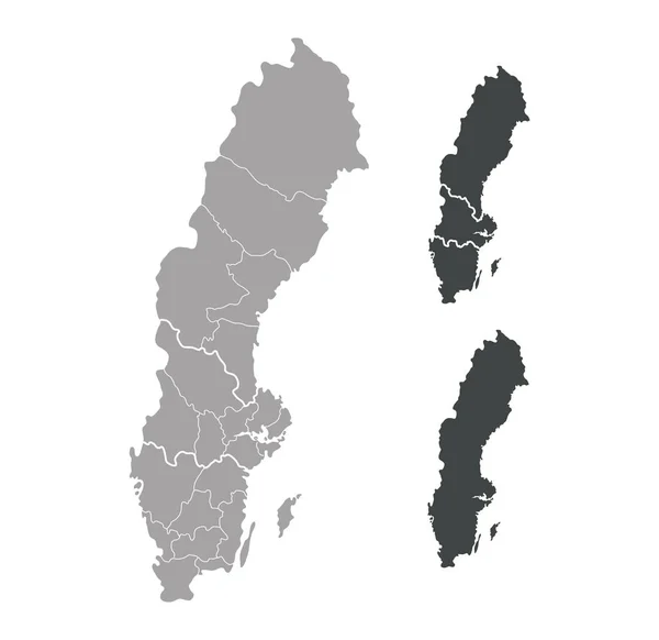 Detalhou Mapa Suécia — Vetor de Stock