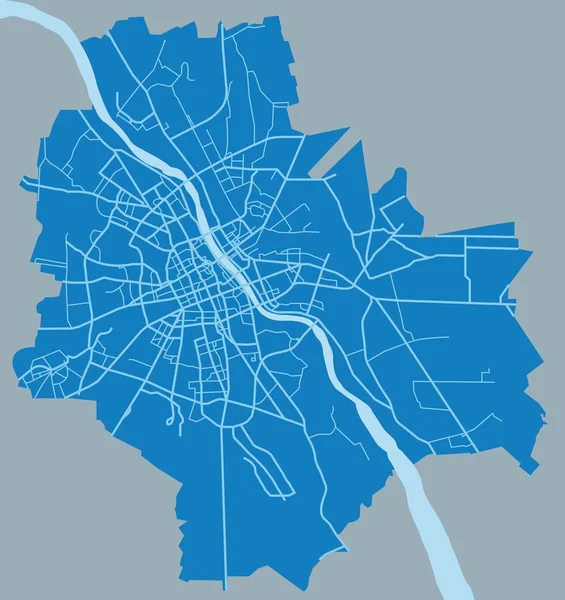 Podrobný Mapa Varšava — Stockový vektor