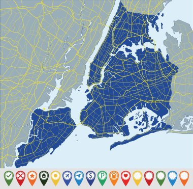 New York şehrinin yol haritası